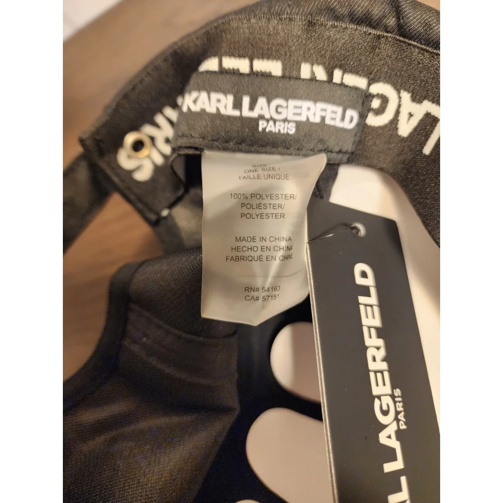 Karl Lagerfeld Rock and Roll Embellished Baseball Hat Cap Beanie - Black - Picture 9 of 16